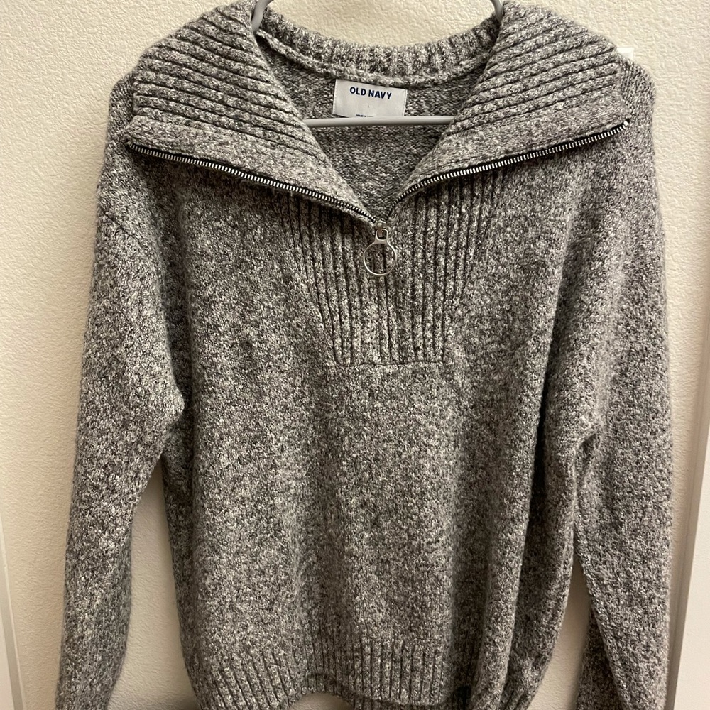 Gray Zip-Up Sweater